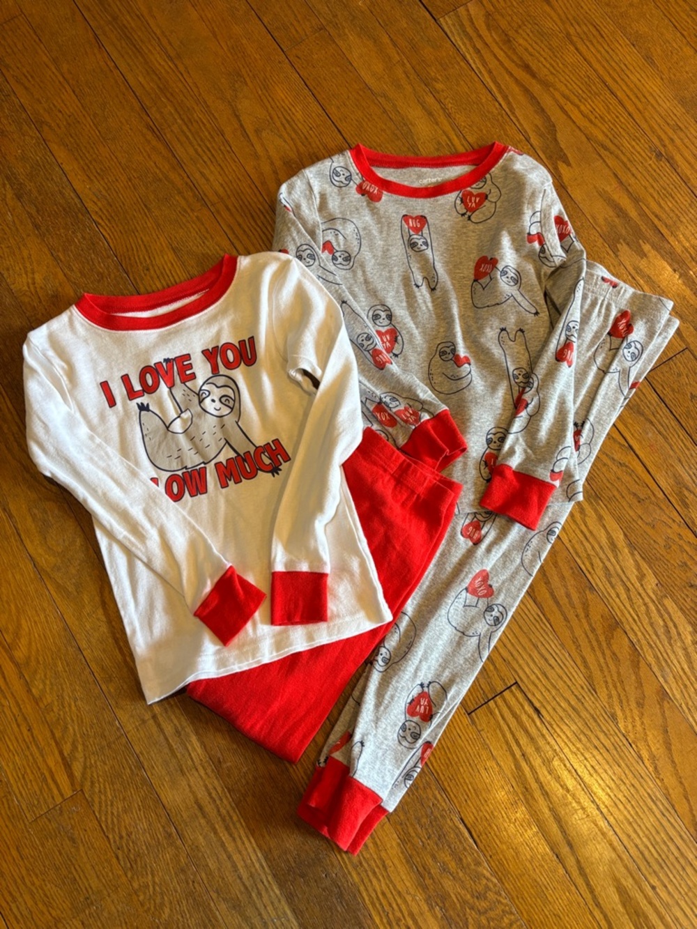 Carter's Red, White & Gray Sloth Pajama Set